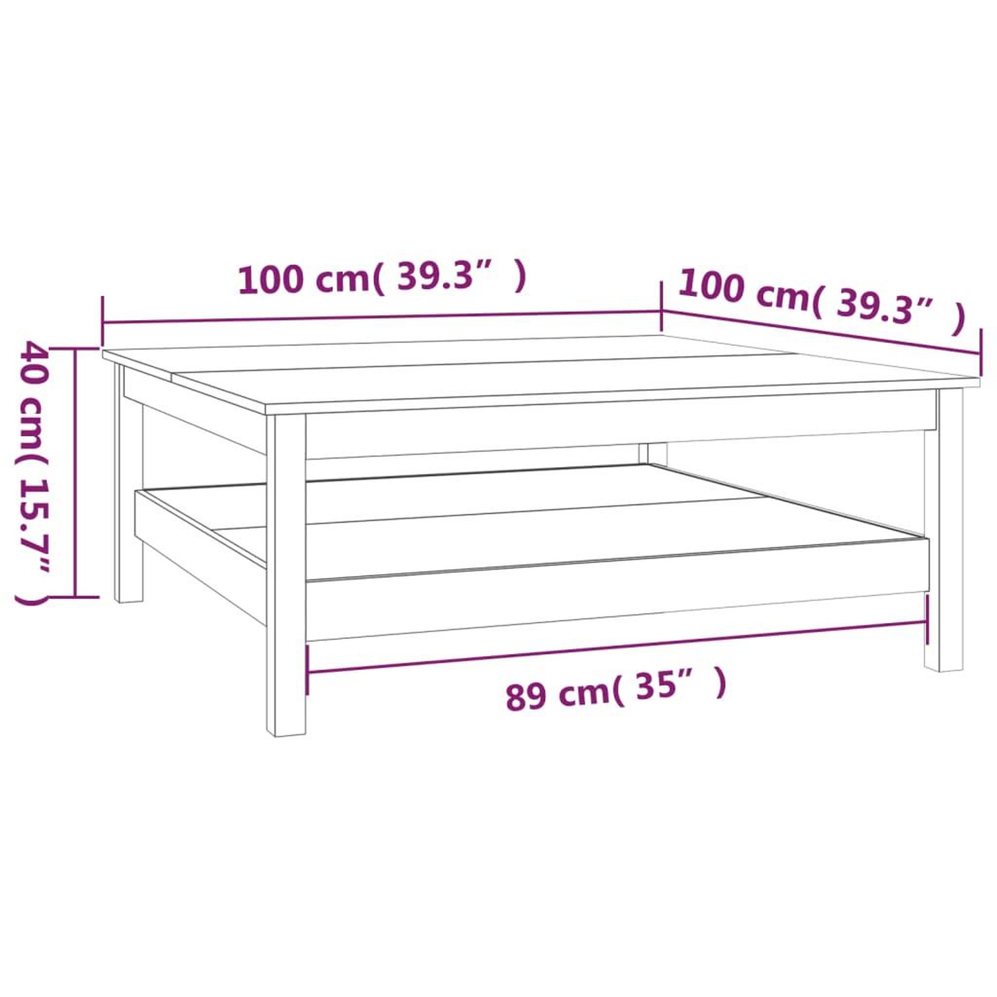 Voir la diapositive 6 : VIDAXL Table basse Blanc 100x100x40 cm Bois massif de pin