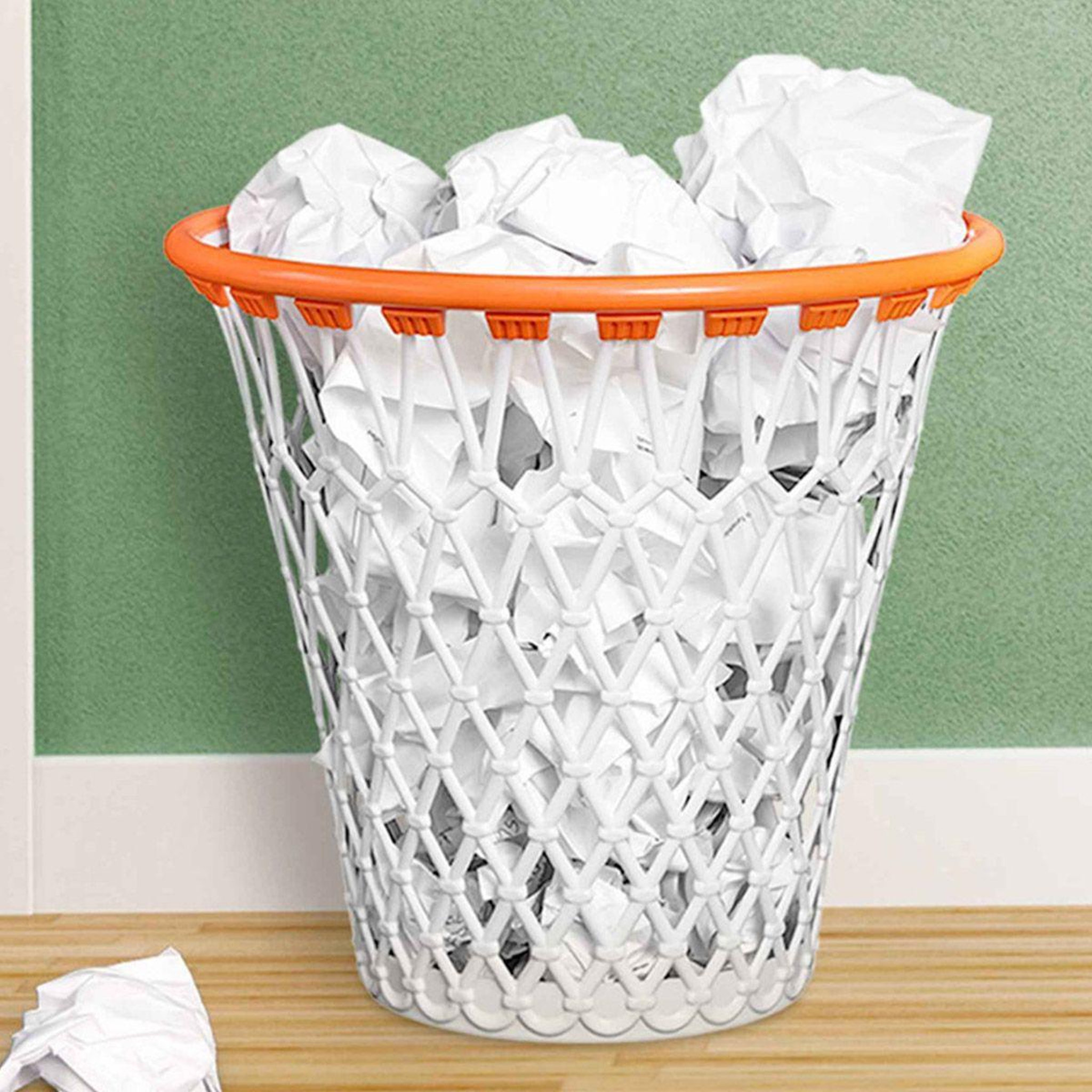 Voir la diapositive 3 : DE FAUGERES Corbeille à papier  basketball  32cm blanc