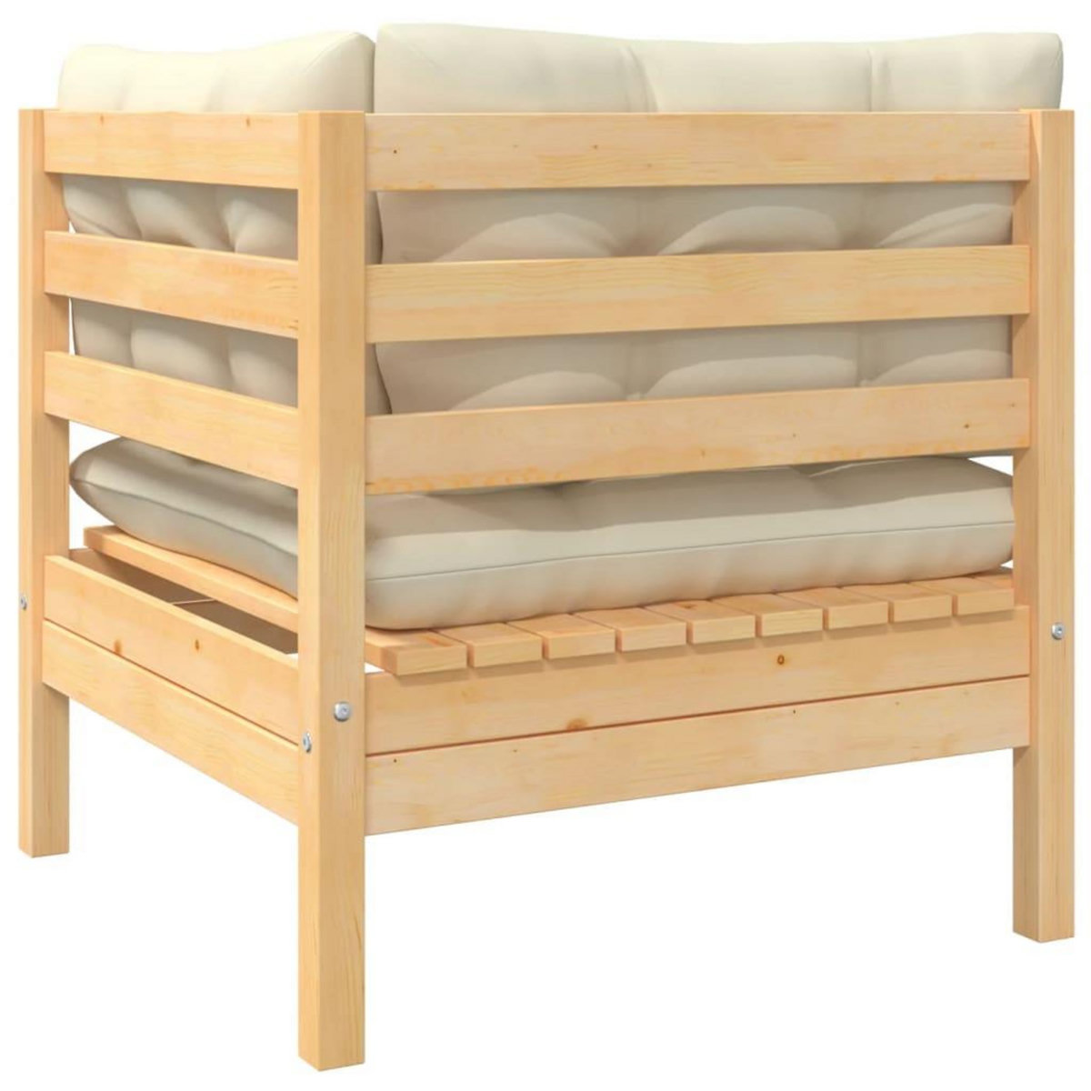 VIDAXL Salon de jardin 3 pcs avec coussins creme Bois de pin massif