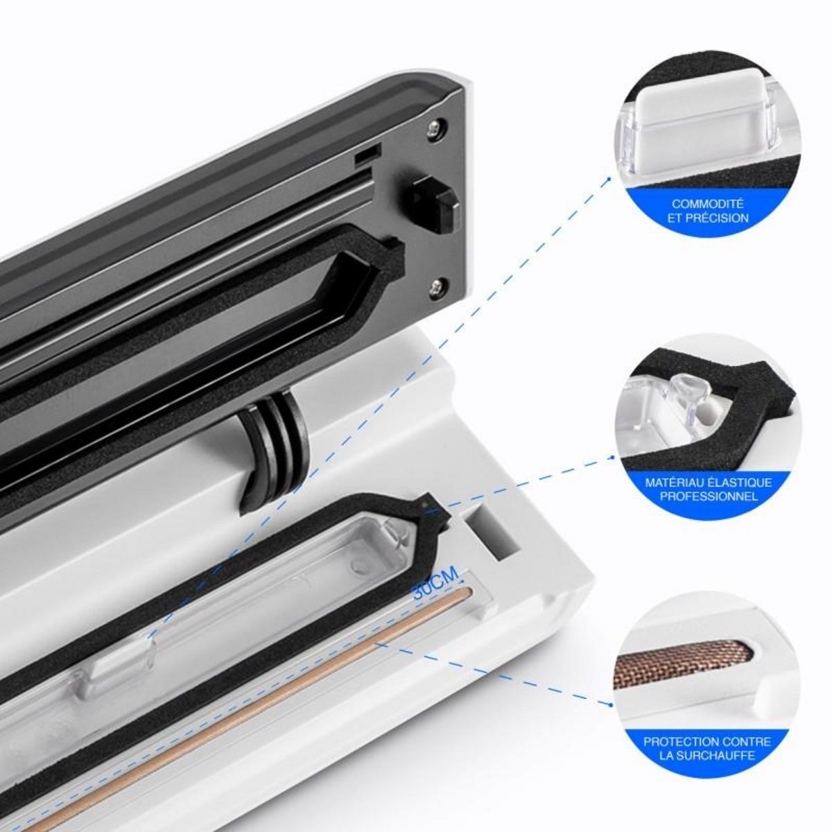 KITCHENCOOK Machine Sous Vide Avec Coupe-rouleau Blanche Modèle Airprotect300 De Kitchencook