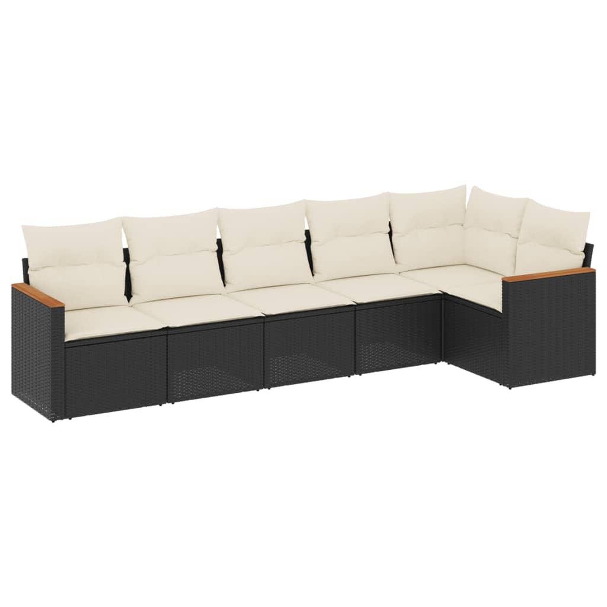 Voir la diapositive 2 : VIDAXL Salon de jardin 6 pcs avec coussins noir resine tressee