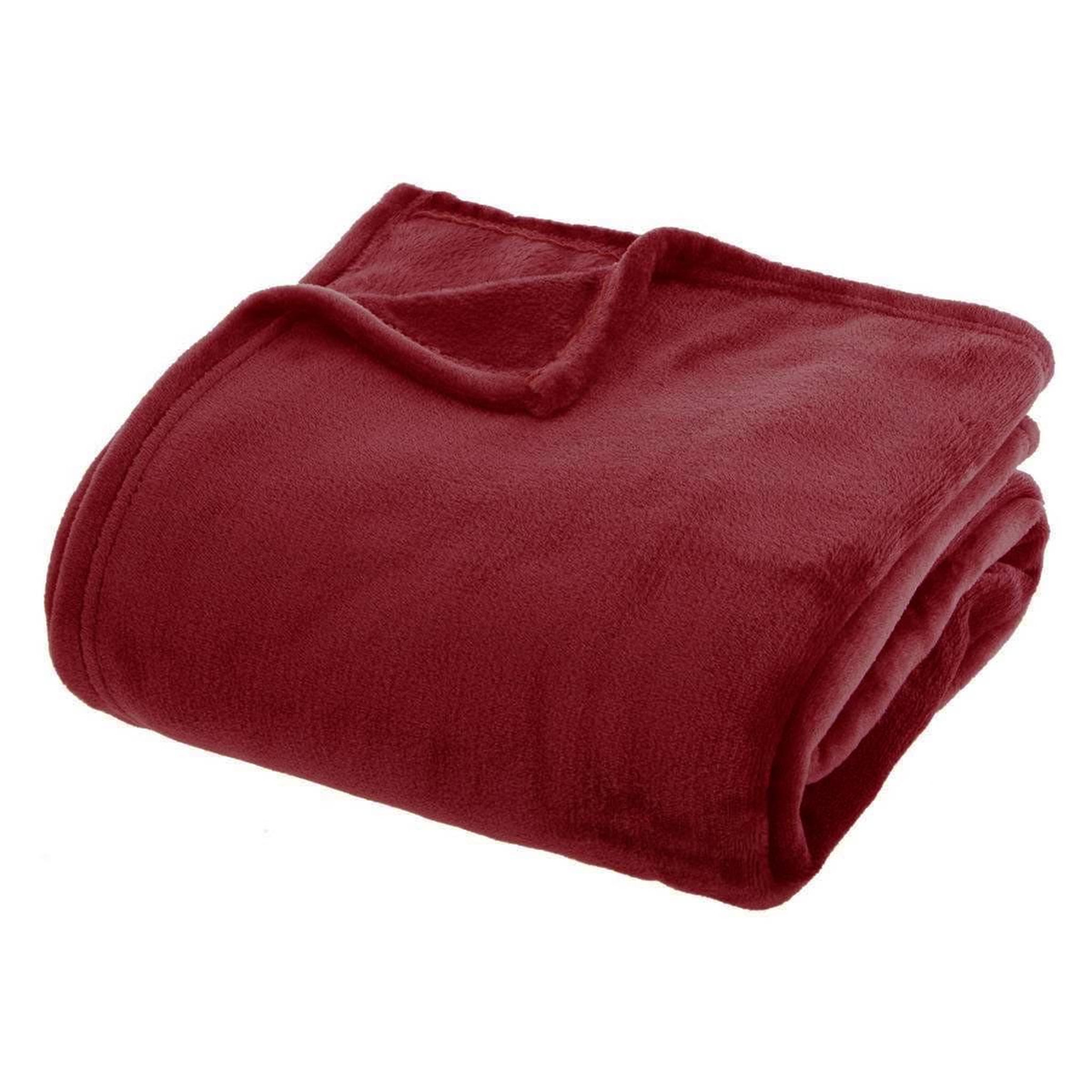 ATMOSPHERA Plaid en flanelle uni  ollis  180x230cm rouge grenat