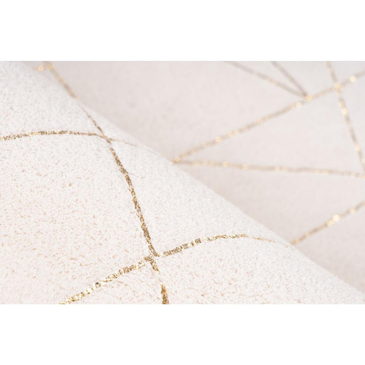 Paris Prix Tapis Géométrique à Poils Longs  Bijou  Blanc & Or