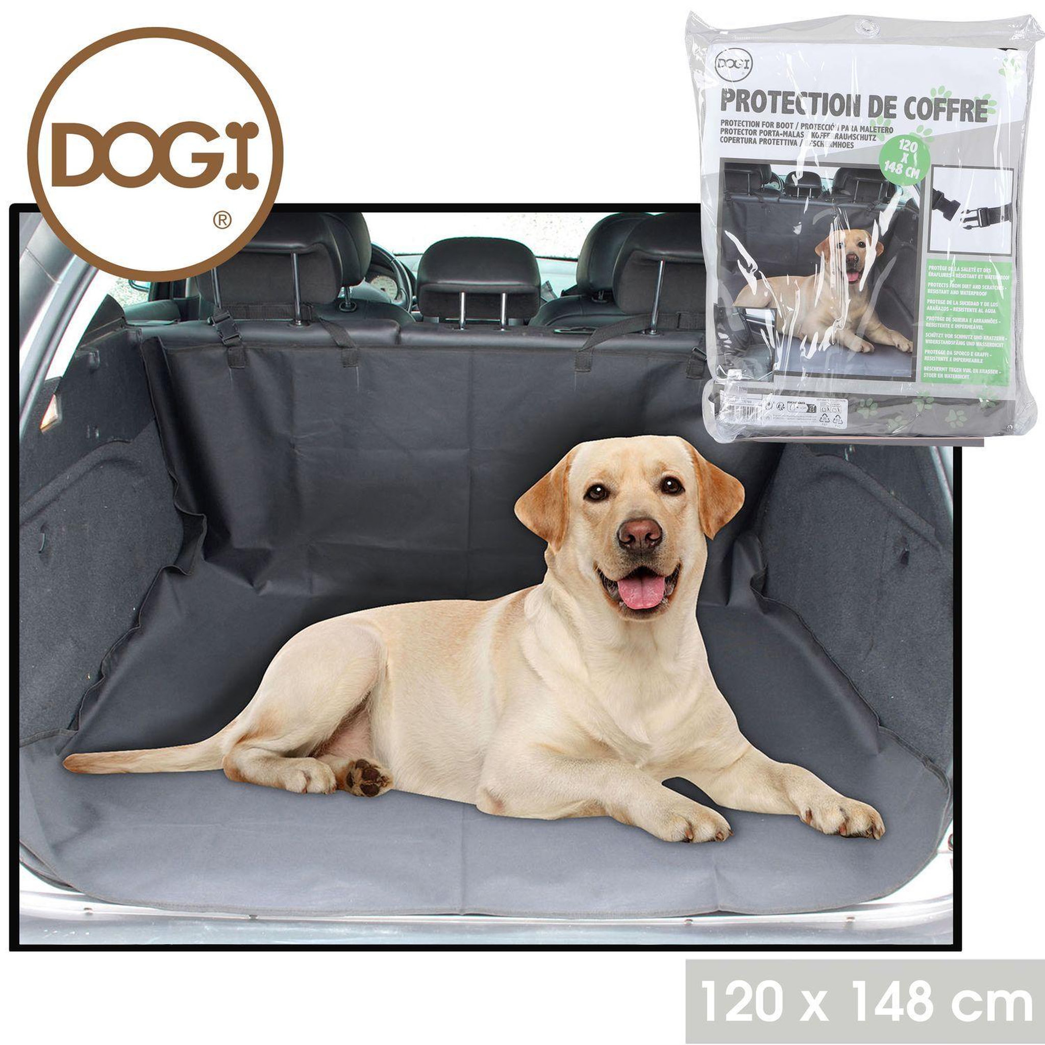 Voir la diapositive 2 : FORNORD Protection de coffre de voiture pour chien poppy - noir