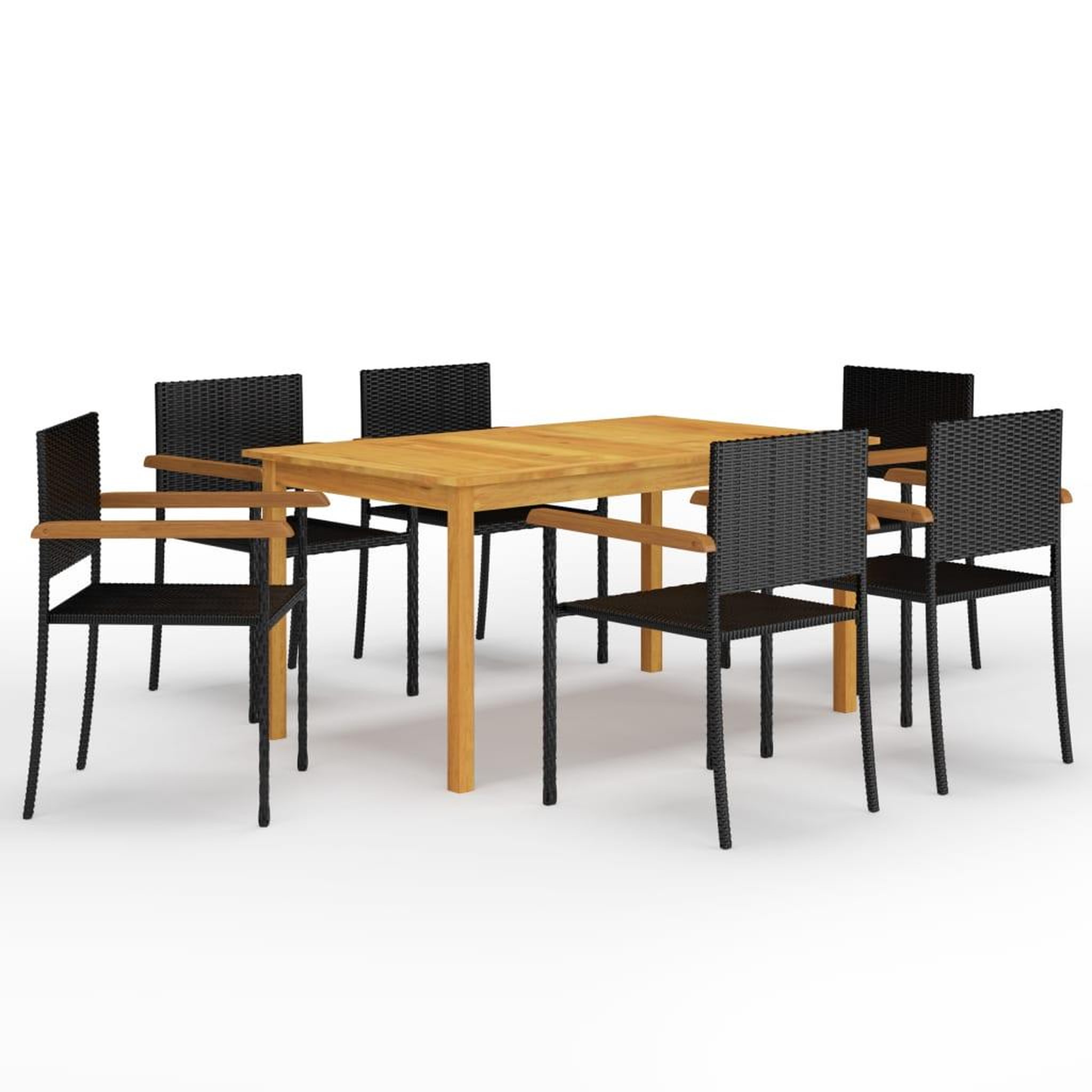 Voir la diapositive 1 : VIDAXL Ensemble a manger de jardin 7 pcs Noir