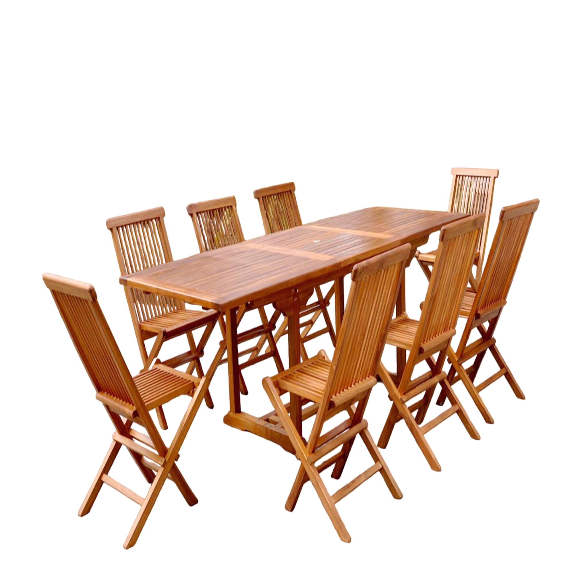 CONCEPT USINE Salon de jardin Teck huilé 8 personnes - Table rectangle + 8 chaises LUBOK