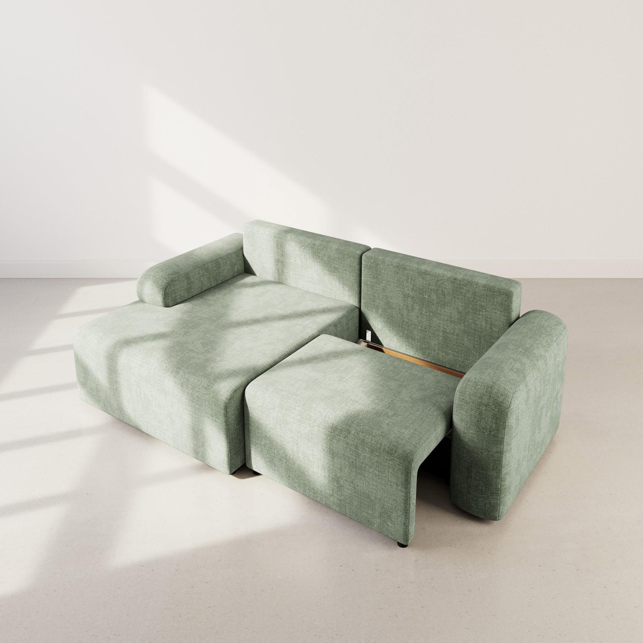 Voir la diapositive 3 : BEST MOBILIER Rebecca - canapé d'angle gauche 4 places convertible avec coffre en velours texturé