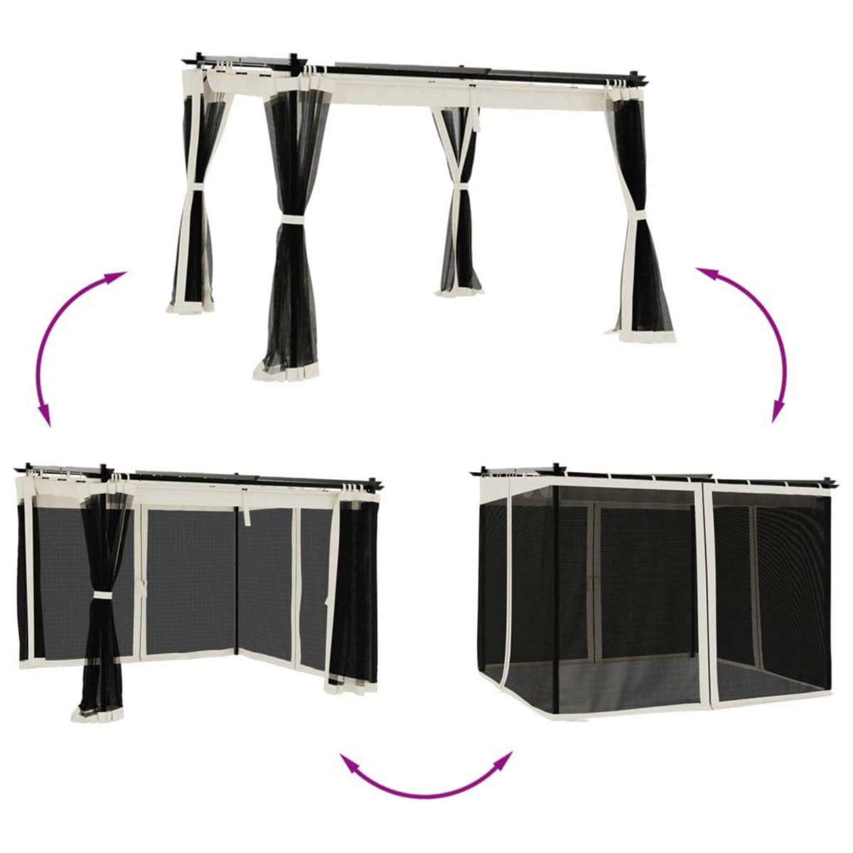 VIDAXL Tonnelle avec parois en filet creme 3x3 m acier