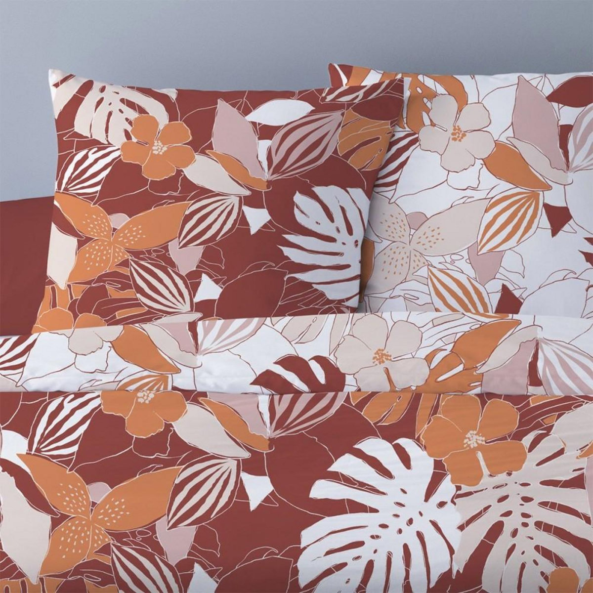 Dourev Housse de couette 240x220 Chika rouge + 2 taies