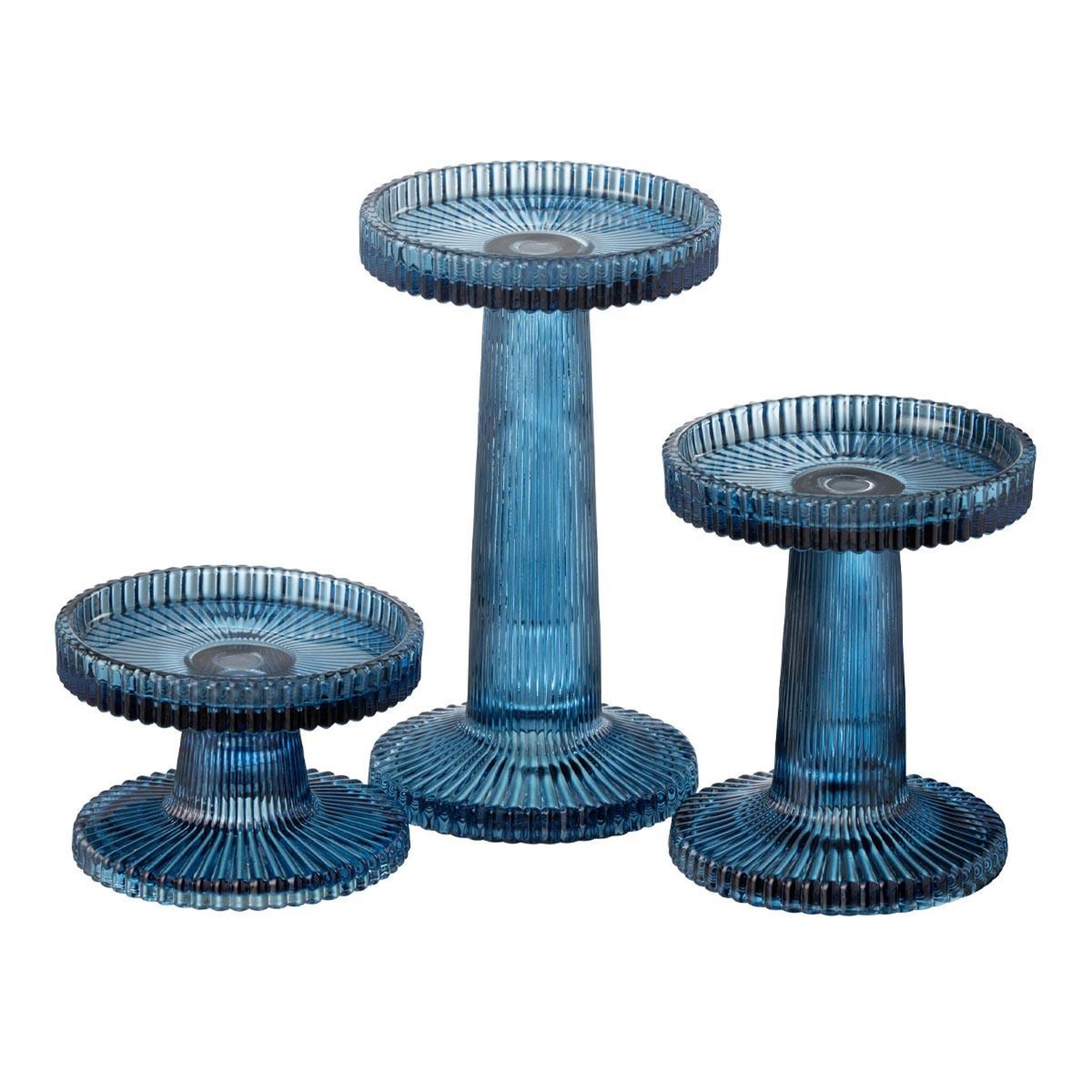 J-LINE Lot de 3 chandeliers en verre  nelly  16cm bleu