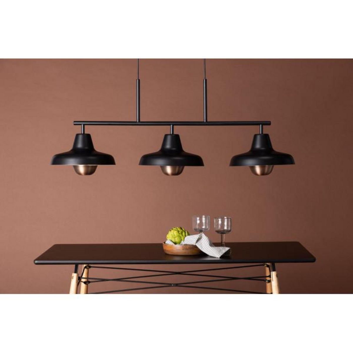 Paris Prix Suspension Design 3 Lampes  Stoten  112cm Noir
