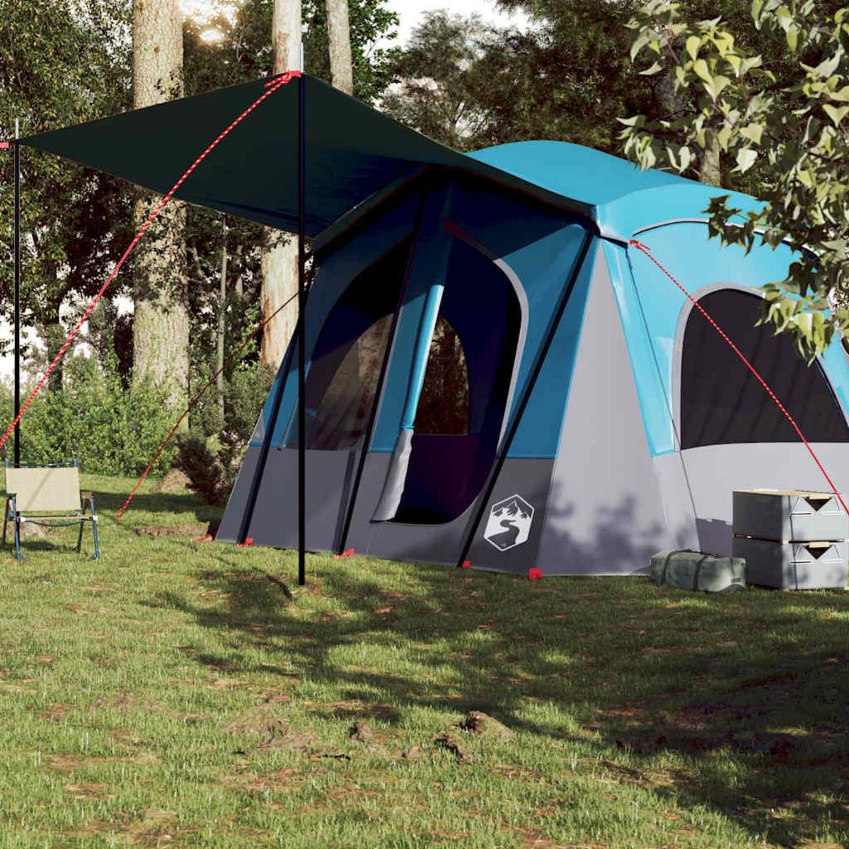VIDAXL Tente de camping de cabine 5 personnes bleu impermeable