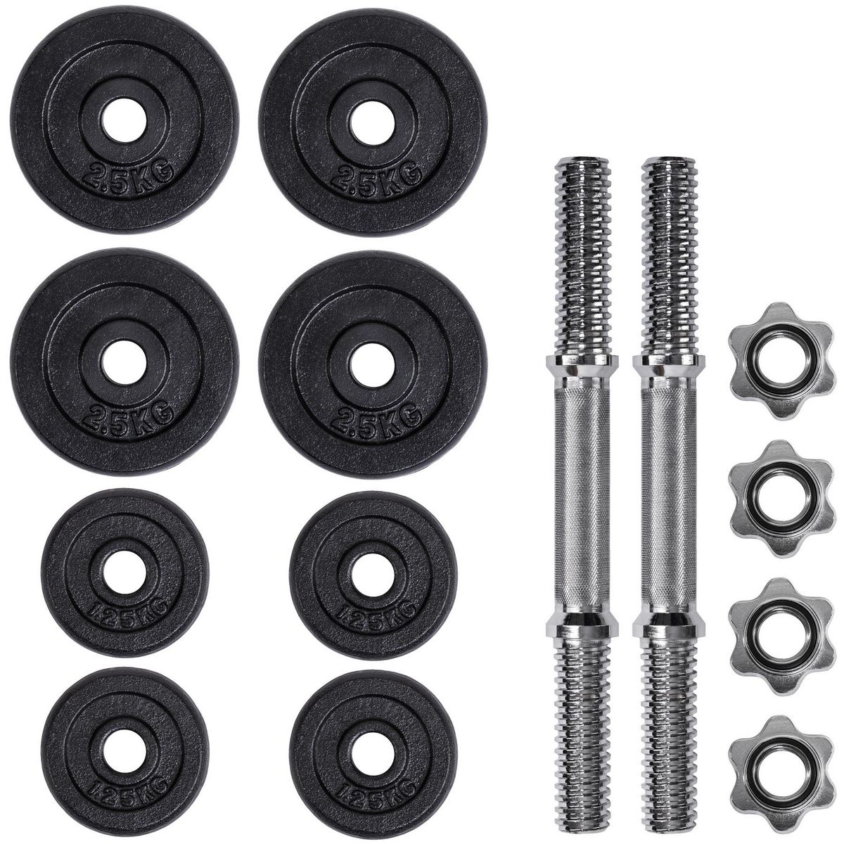 tectake Set de 2 Haltères de Musculation et Poids en Acier et Fonte