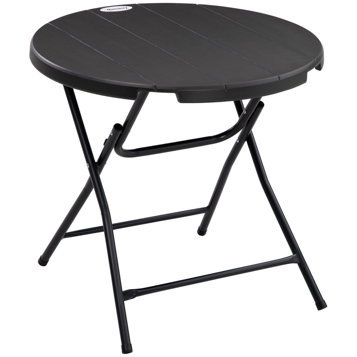 OUTSUNNY Table de jardin pliable 4 personnes table ronde pliante Ø 80 cm acier époxy plateau HDPE aspect bois gris