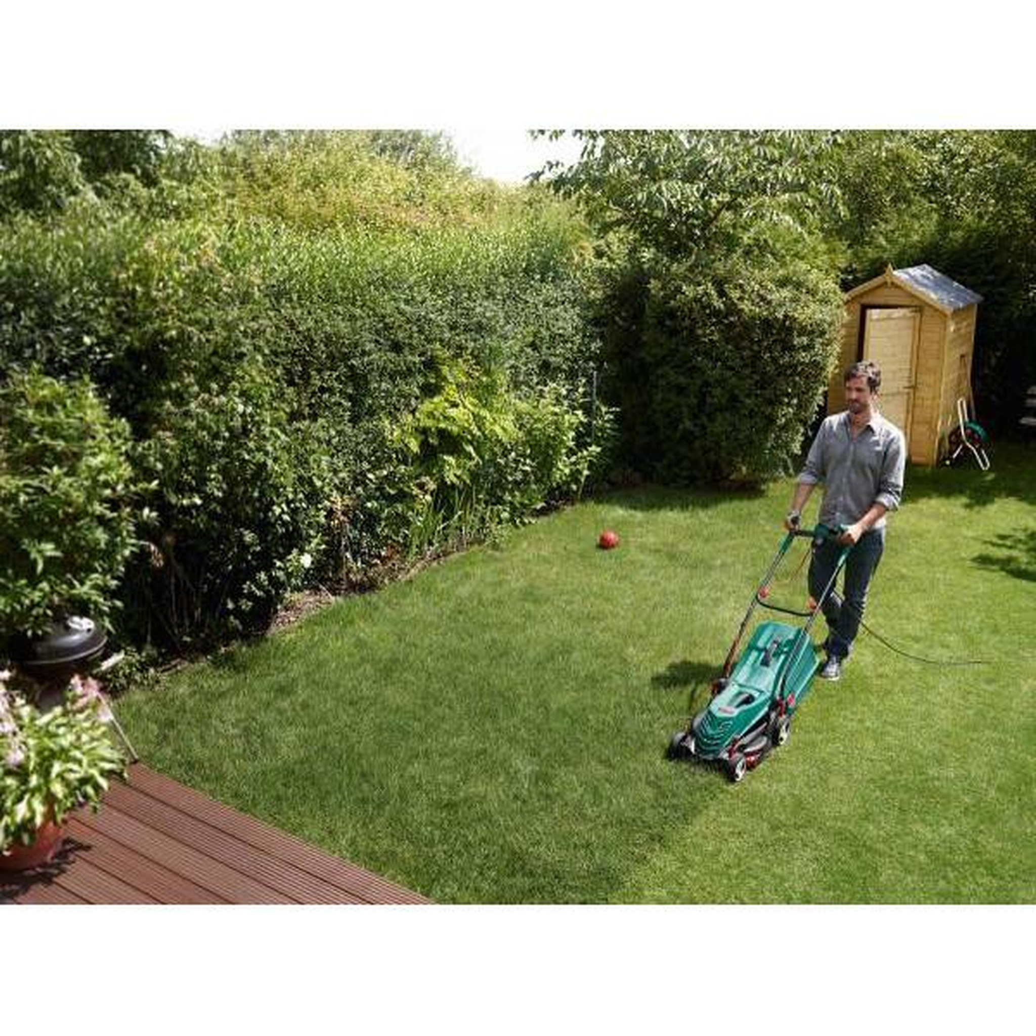 Voir la diapositive 2 : BOSCH Tondeuse a Gazon   électrique - BOSCH - ARM 37 - 1400W - 37 cm - Bac de ramassage 40L
