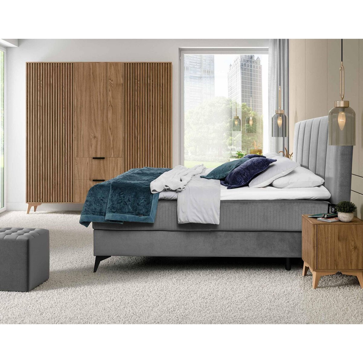 BEST MOBILIER Portmore - table de chevet - effet bois - 40 cm