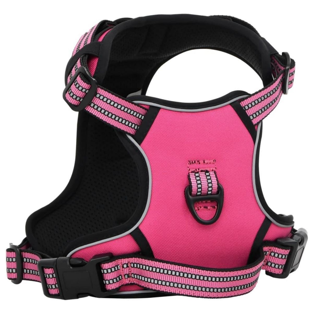 VIDAXL Harnais pour chien avec laisse et collier reglables rose XL