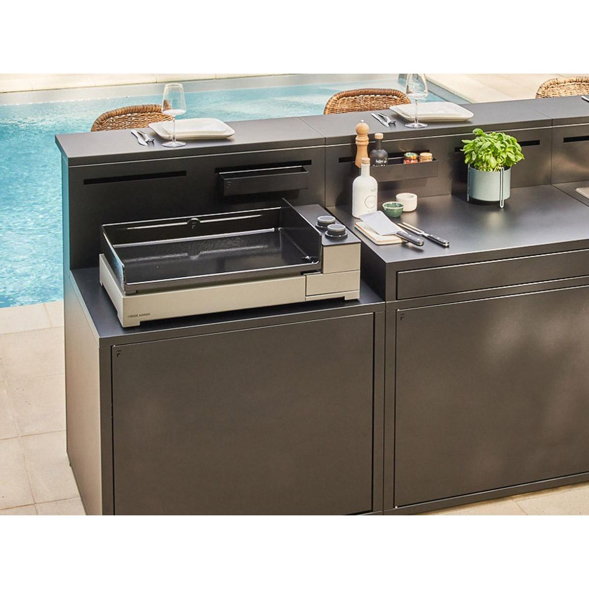 FORGE ADOUR Plancha gaz 5300w plaque fonte émaillé 58.5x40.5cm - premiumg60ang