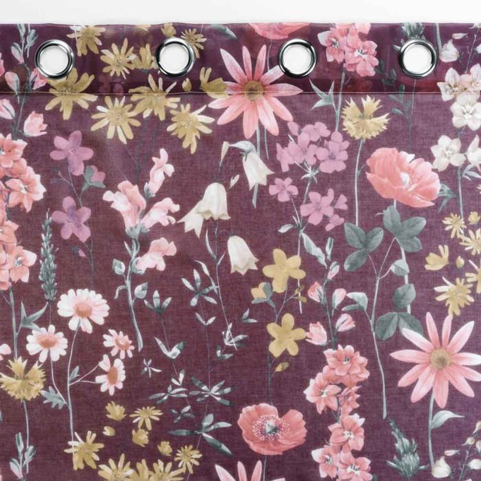 Voir la diapositive 3 : Paris Prix Rideau Voilage à Œillets  Florabella  140x240cm Prune