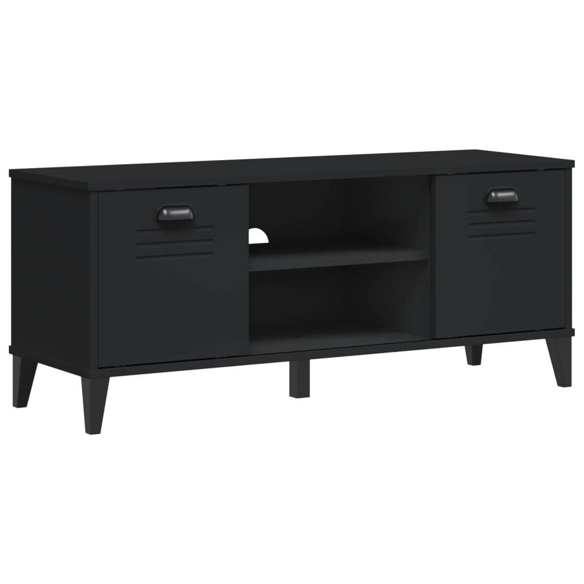 Voir la diapositive 2 : VIDAXL Banc a chaussures VIKEN noir 106x35x45 cm bois massif de pin