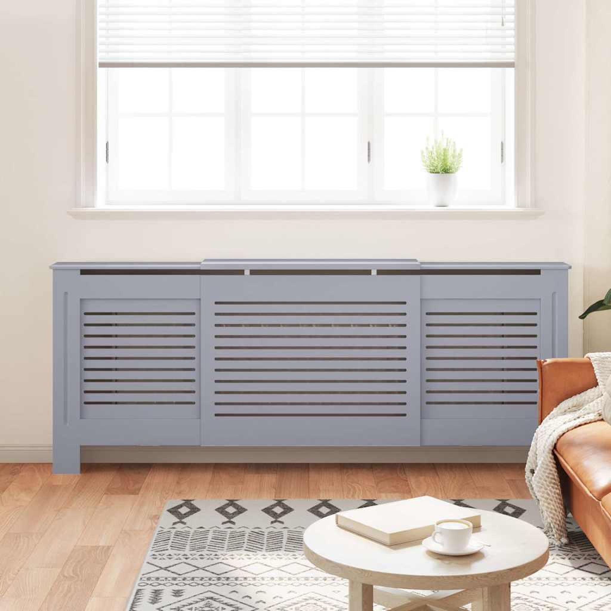 Voir la diapositive 3 : VIDAXL Cache-radiateur MDF Gris 205 cm