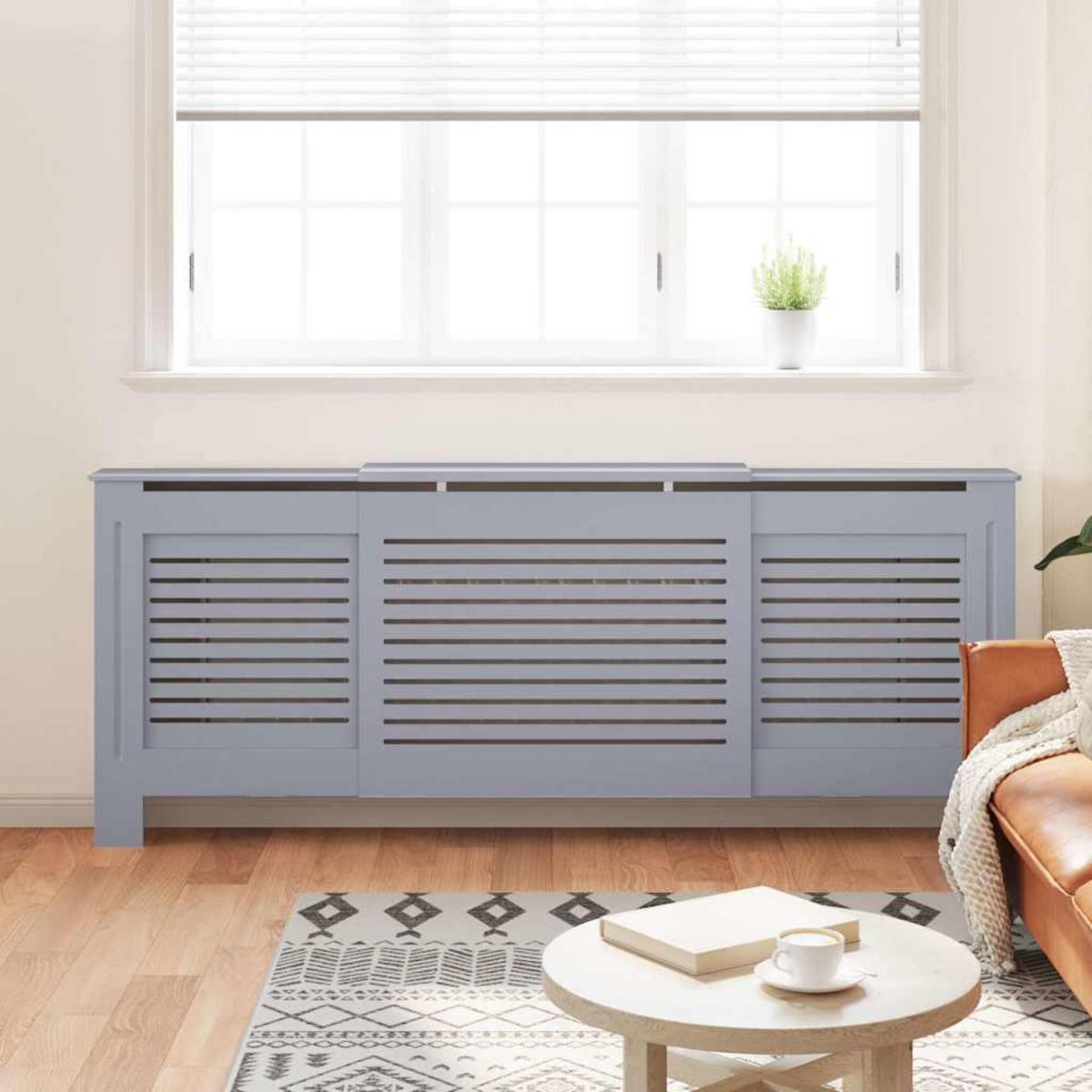 VIDAXL Cache-radiateur MDF Gris 205 cm