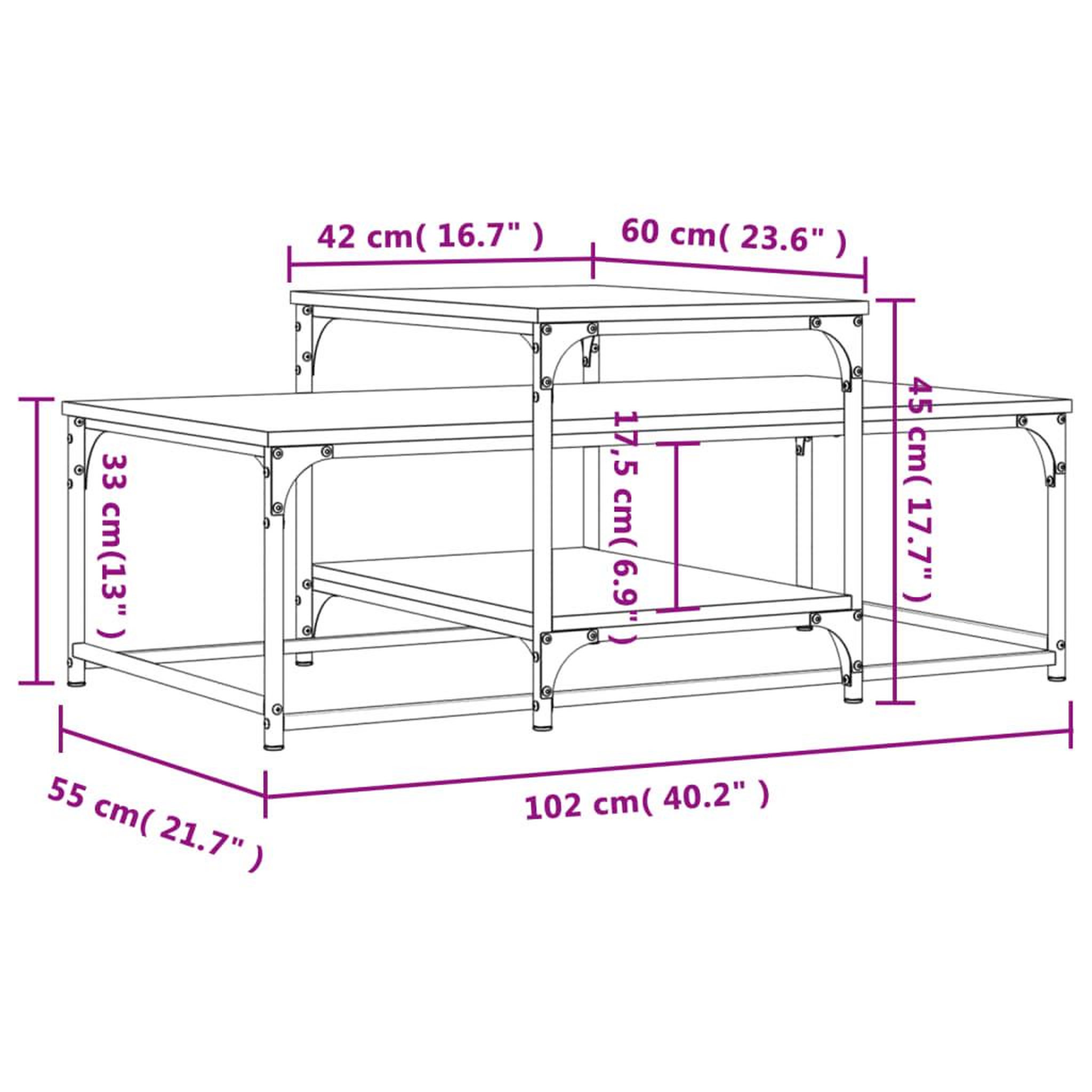 Voir la diapositive 6 : VIDAXL Table basse chene sonoma 102x60x45 cm bois d'ingenierie