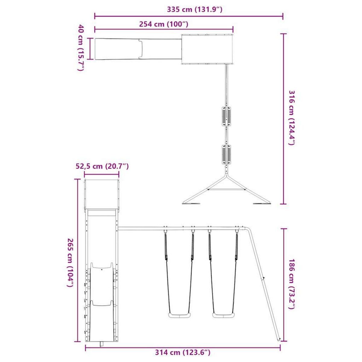 VIDAXL Aire de jeux d'exterieur bois massif de douglas