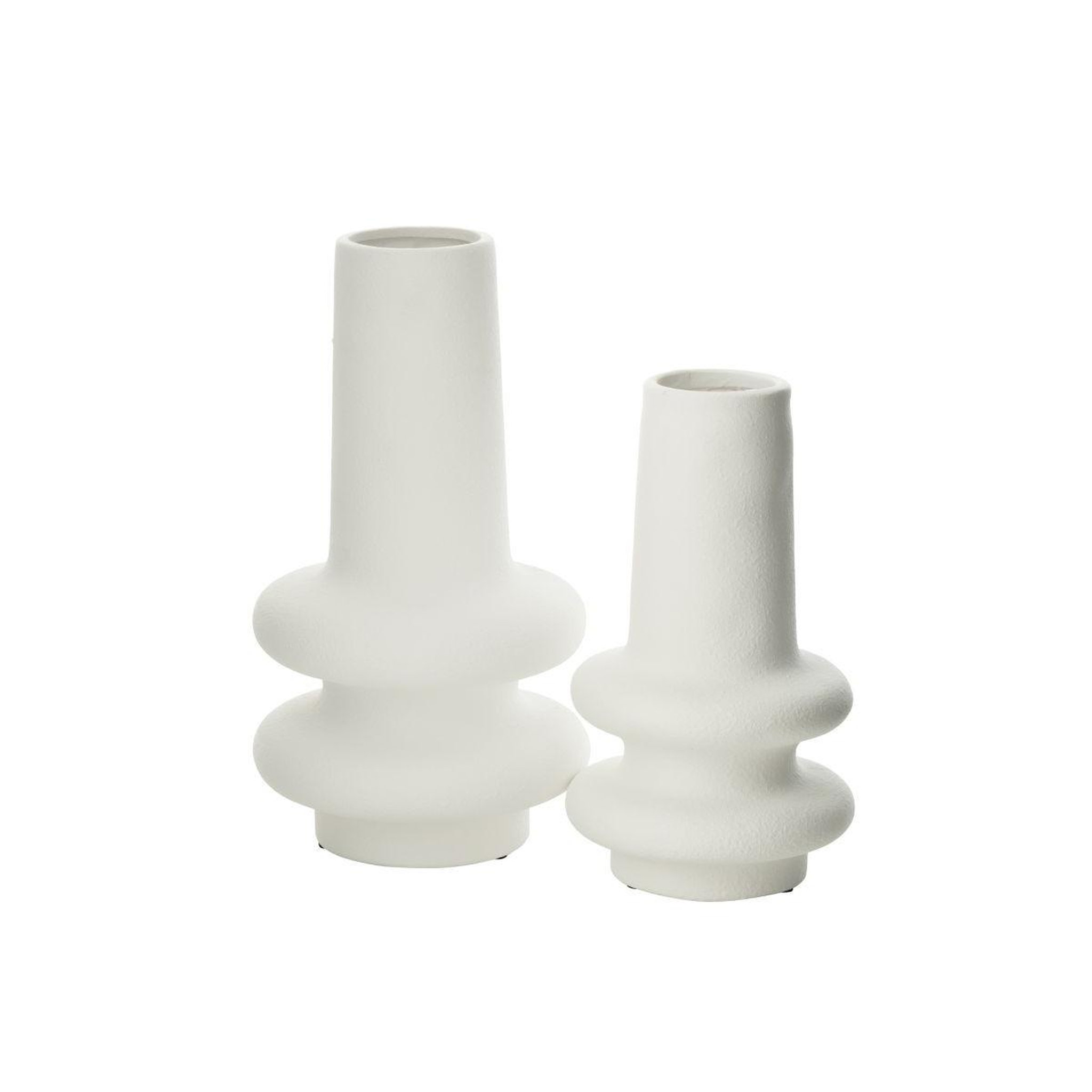 Voir la diapositive 2 : J-LINE Vase déco en argile  lyra  39cm blanc
