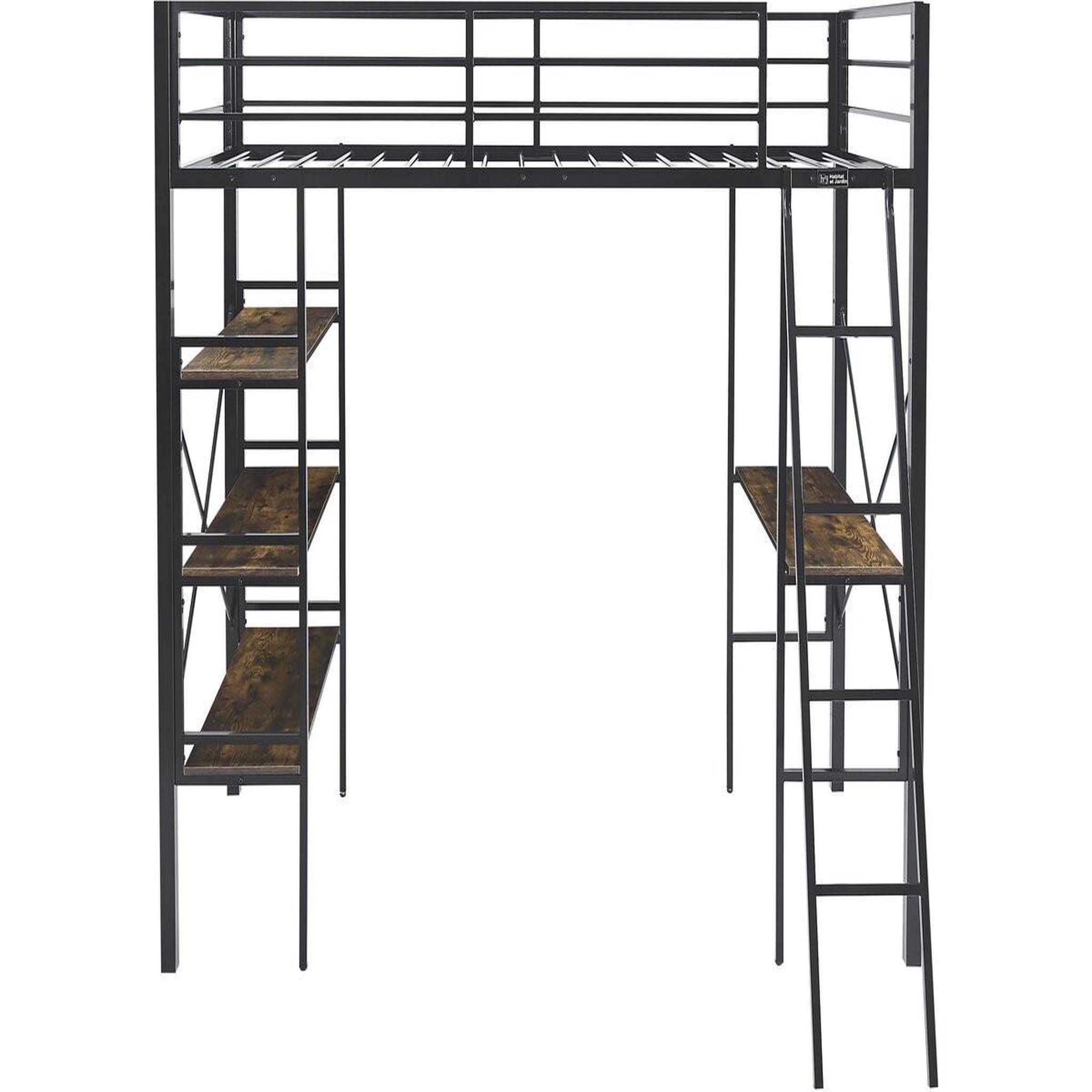 Voir la diapositive 4 : Habitat et Jardin Lit mezzanine avec bureau en métal  raphaël  - 190 x 90 cm - noir
