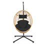 Voir la diapositive 5 : ID MARKET Fauteuil oeuf suspendu ajouré effet rotin avec coussin noir