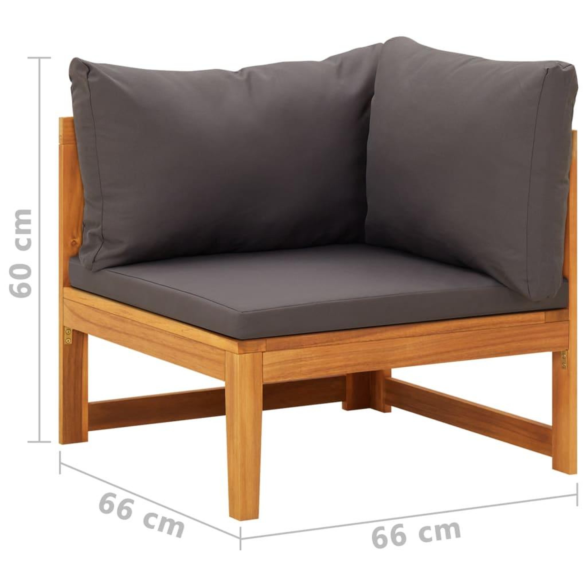 Voir la diapositive 6 : VIDAXL Canape d'angle avec coussins gris fonce Bois d'acacia solide