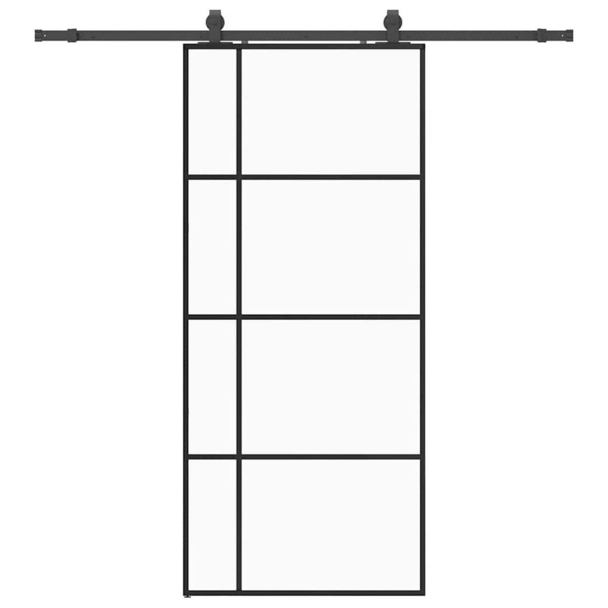 VIDAXL Porte coulissante kit de quincaillerie noir 90x205 cm verre ESG
