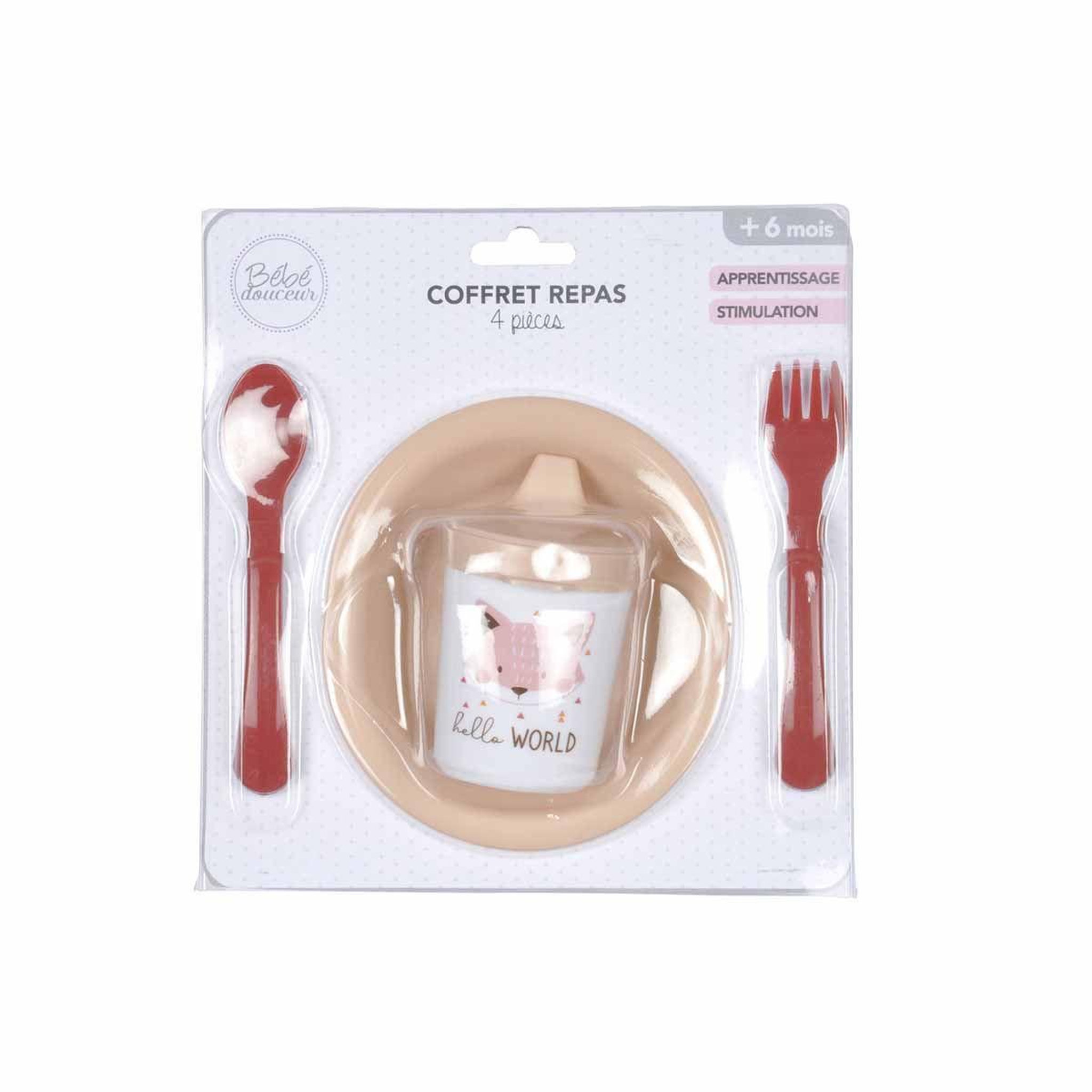 Voir la diapositive 2 : BEBE DOUCEUR Coffret Repas 4 Pièces pour Bébé  Forêt  Beige