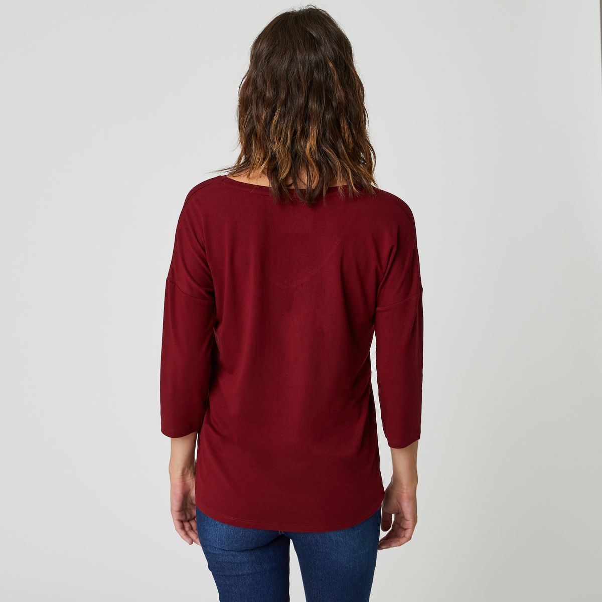 IN EXTENSO T-shirt manches longues col v rouge bordeaux femme