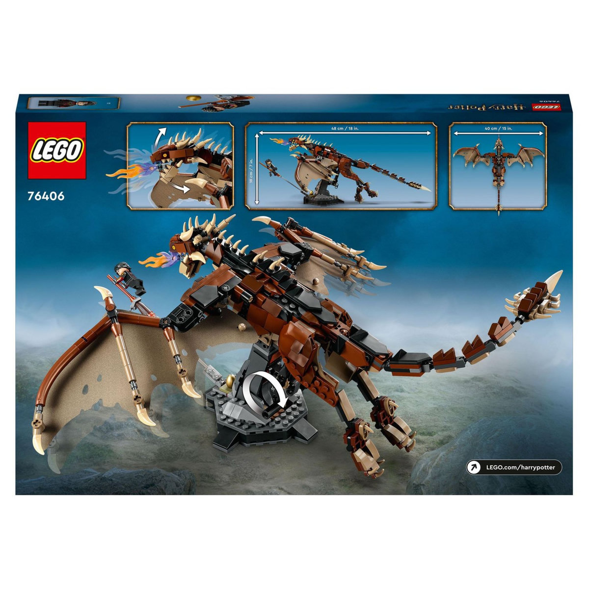 LEGO Harry Potter 76406 Le Magyar à Pointes, Jouet et Figurine de Dragon à Collectionner