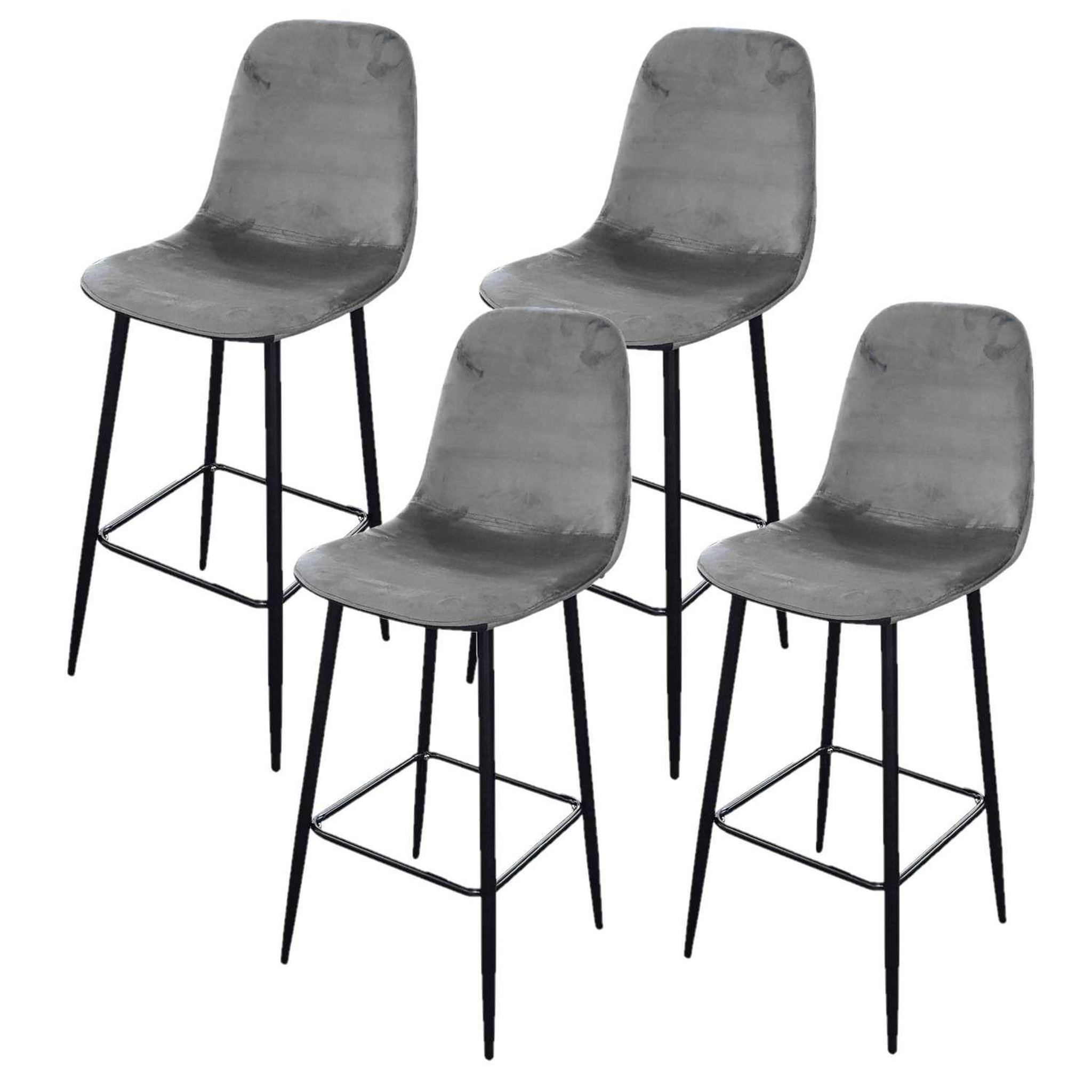 TOILINUX Lot de 4 Tabourets de bar en velours vintage Inoui