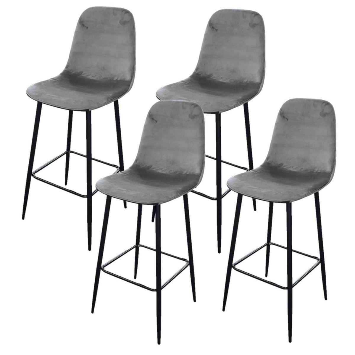 TOILINUX Lot de 4 Tabourets de bar en velours vintage Inoui