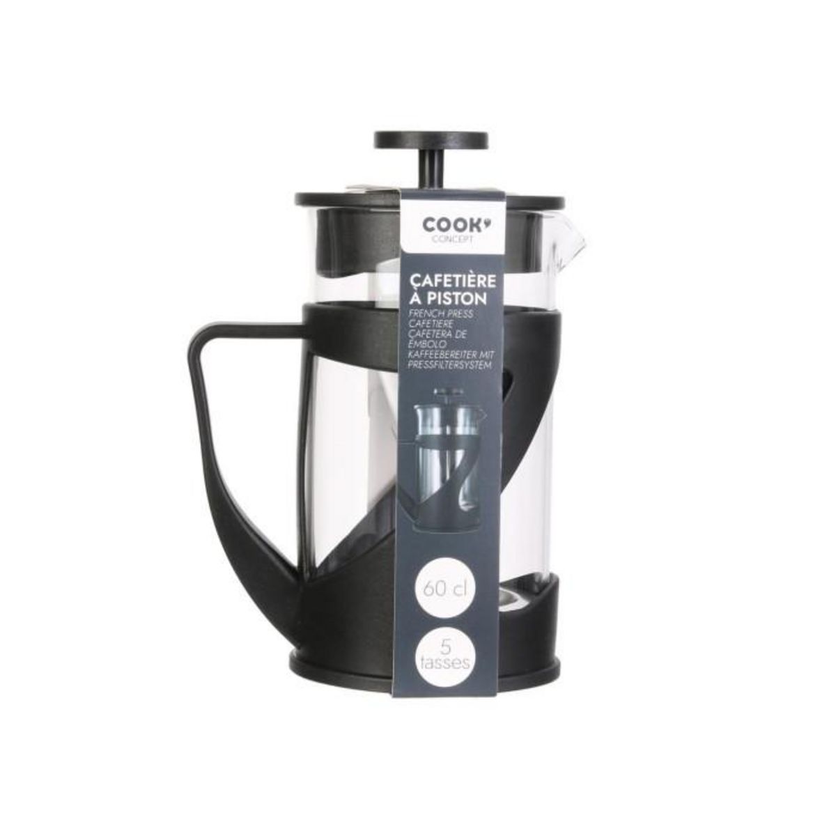 Paris Prix Cafetière à Piston en Verre  Fridan  60cl Noir