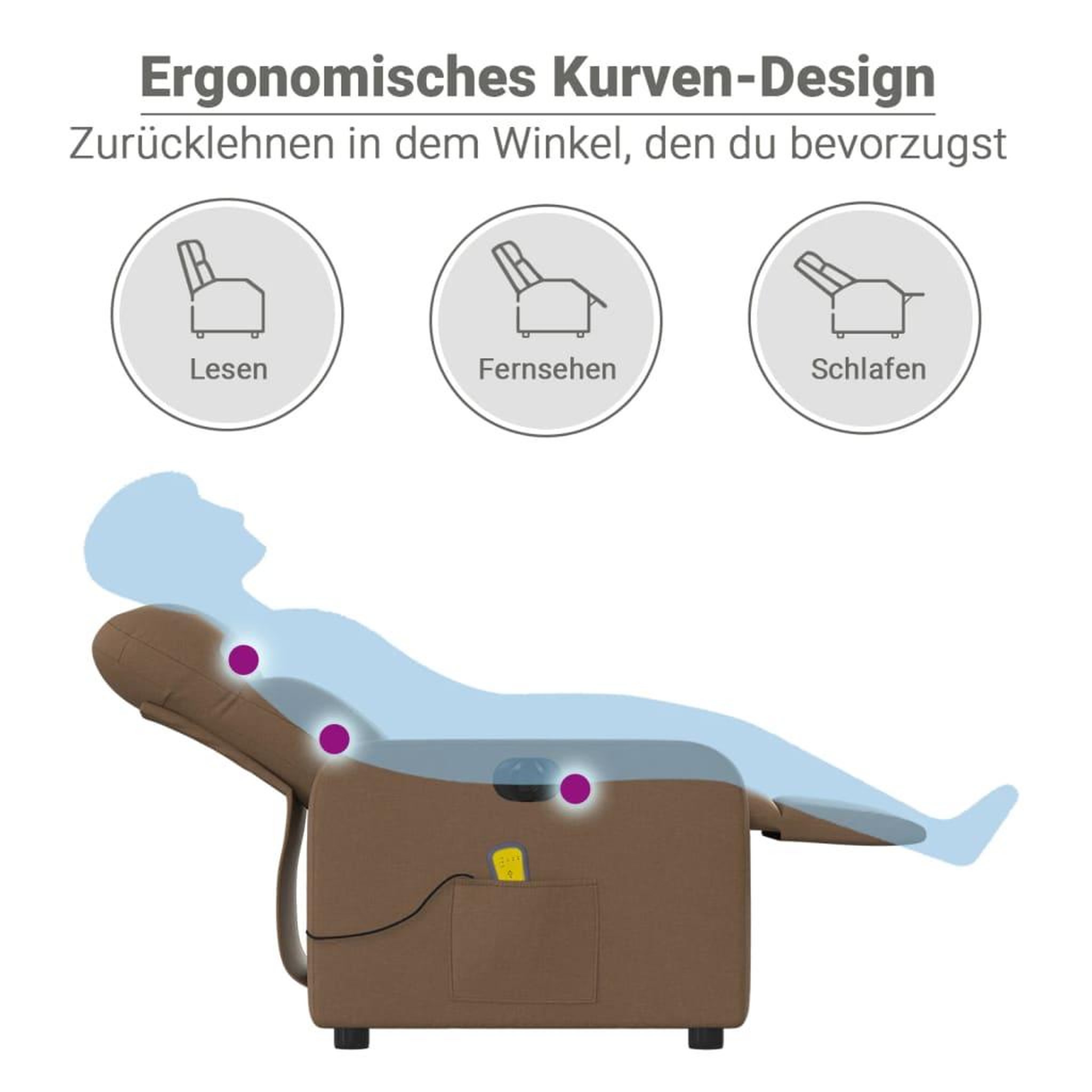 Voir la diapositive 6 : VIDAXL Fauteuil inclinable de massage electrique marron tissu