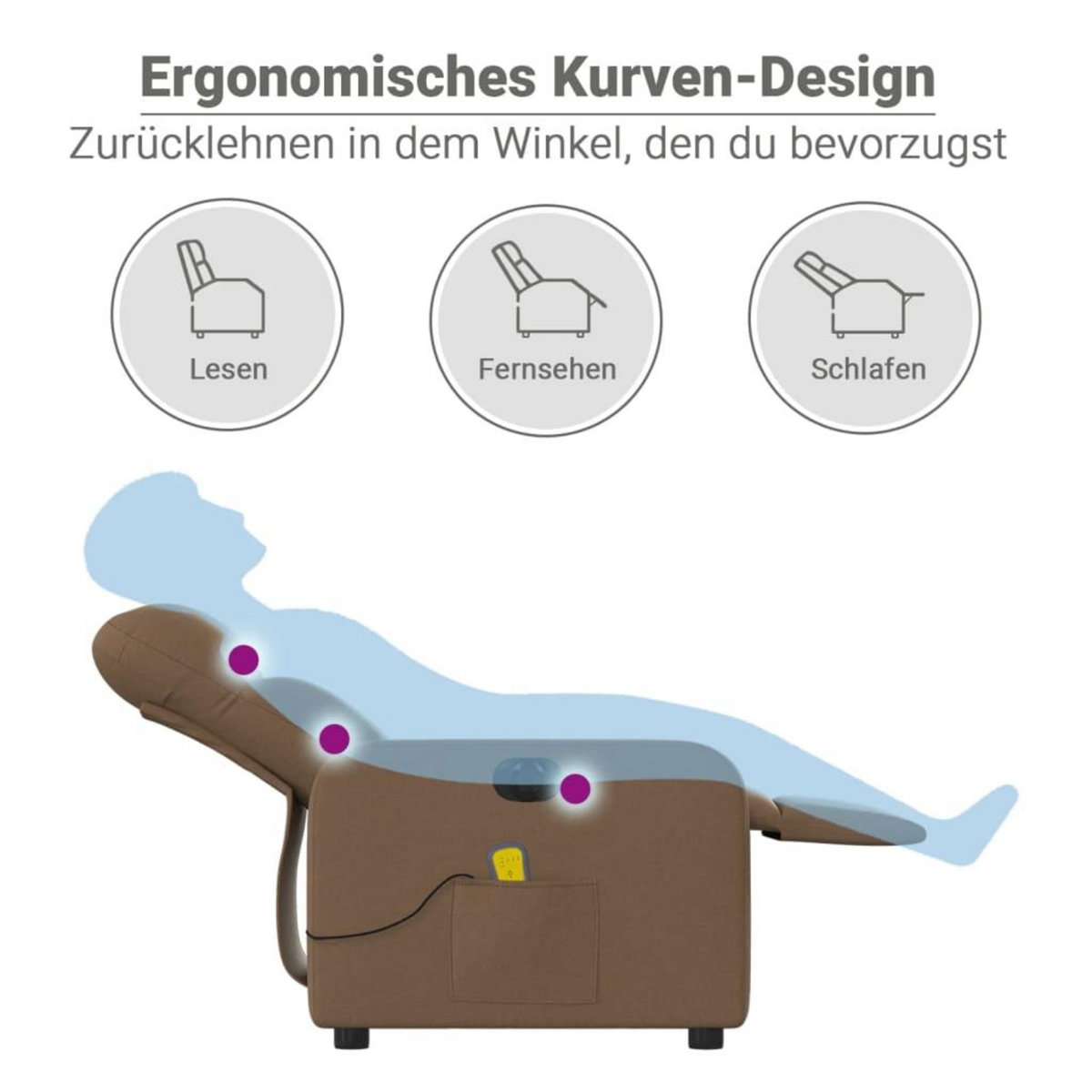 VIDAXL Fauteuil inclinable de massage electrique marron tissu