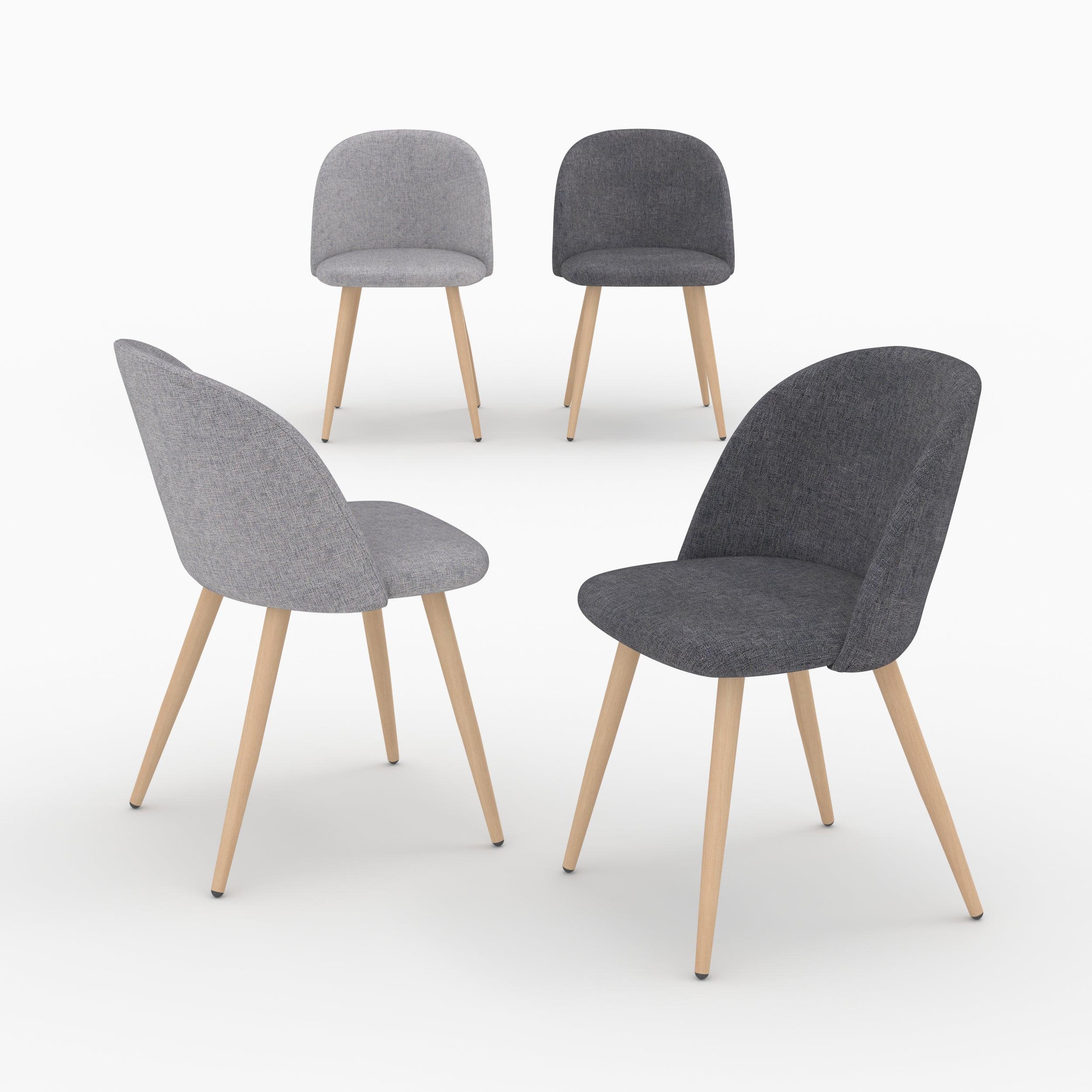 MAISON PAVANE Pack 4 chaises en tissu gris foncé et gris clair-cozy