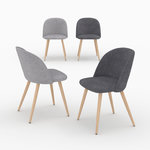 MAISON PAVANE Pack 4 chaises en tissu gris foncé et gris clair-Cozy