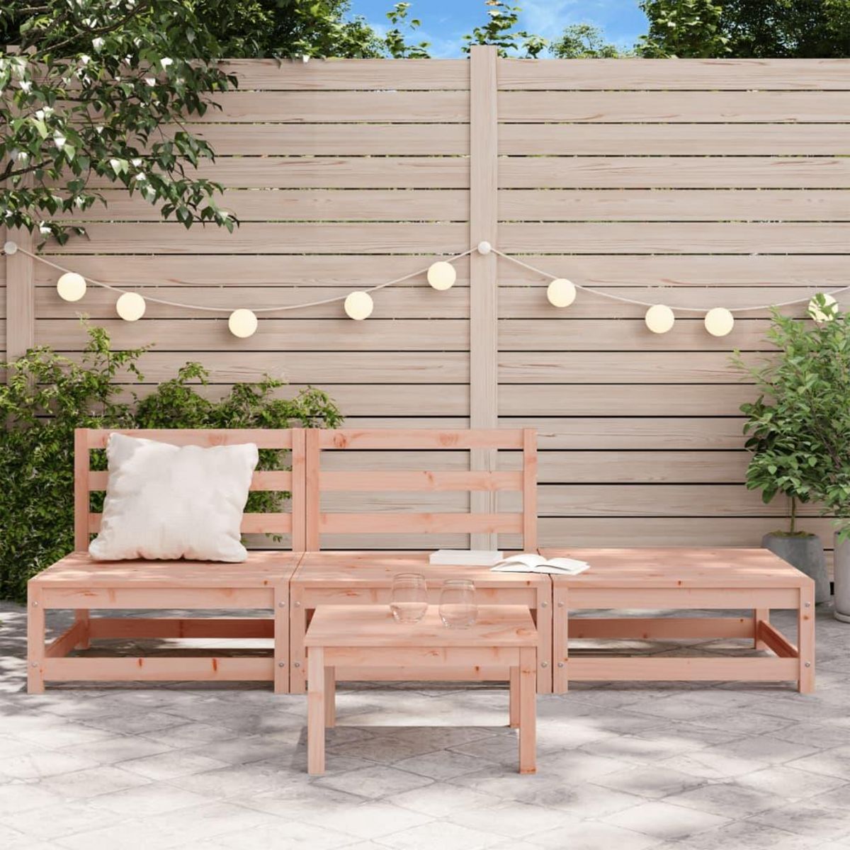 VIDAXL Canape jardin sans accoudoirs repose-pieds bois massif douglas