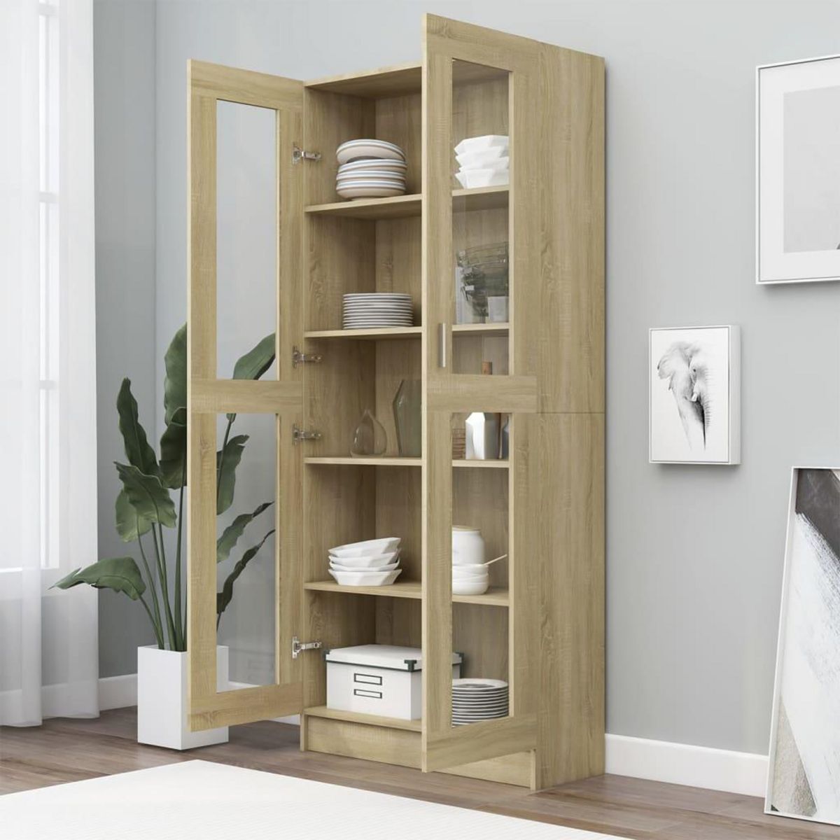 VIDAXL Armoire vitrine Chene sonoma 82,5x30,5x185,5 cm Bois ingenierie