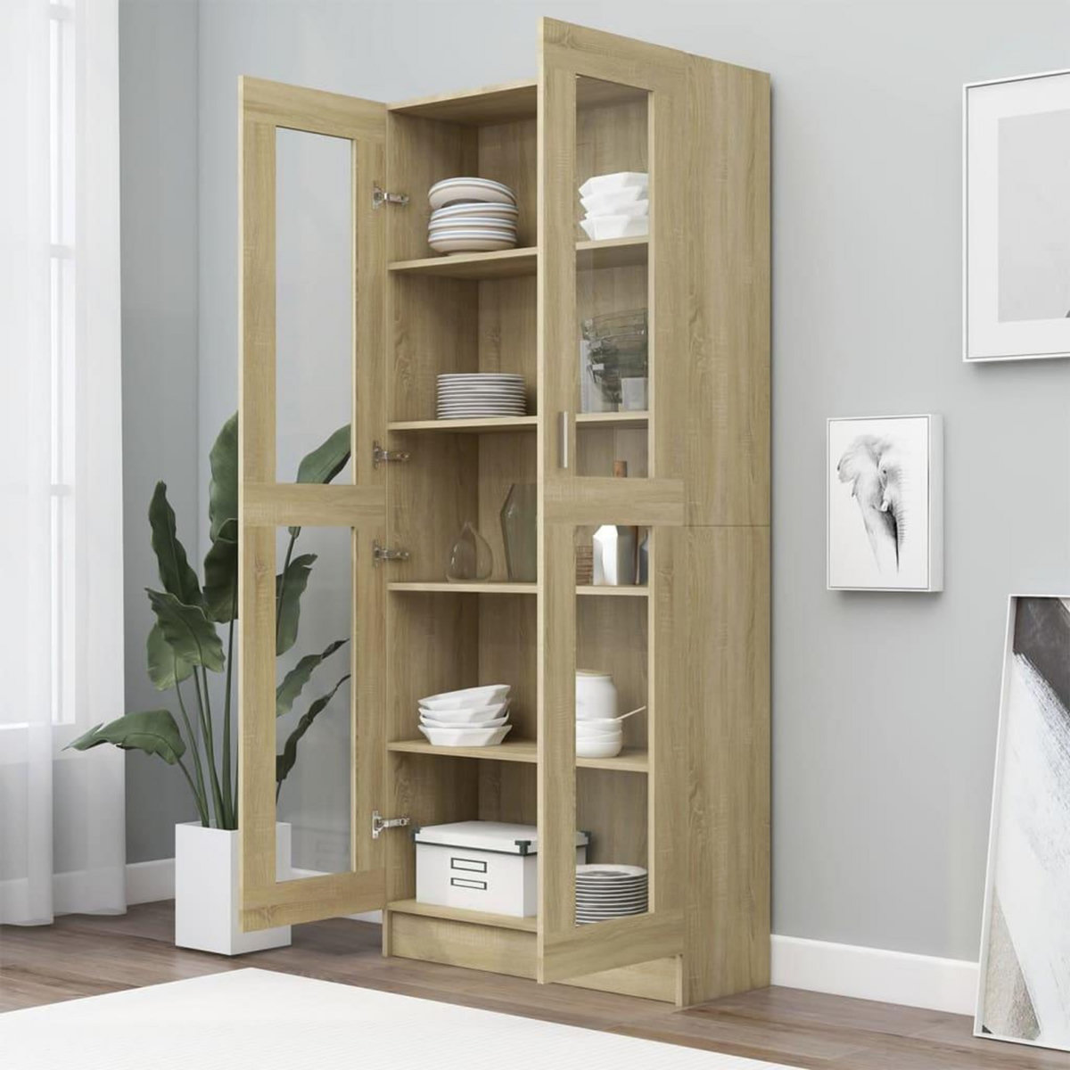 VIDAXL Armoire vitrine Chene sonoma 82,5x30,5x185,5 cm Bois ingenierie