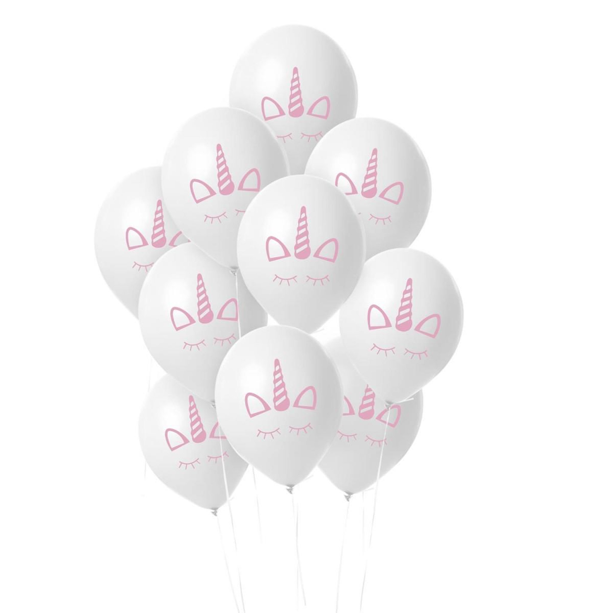 PARTY TIME Lot de 10 Ballons de Baudruche  Licorne  18cm Blanc
