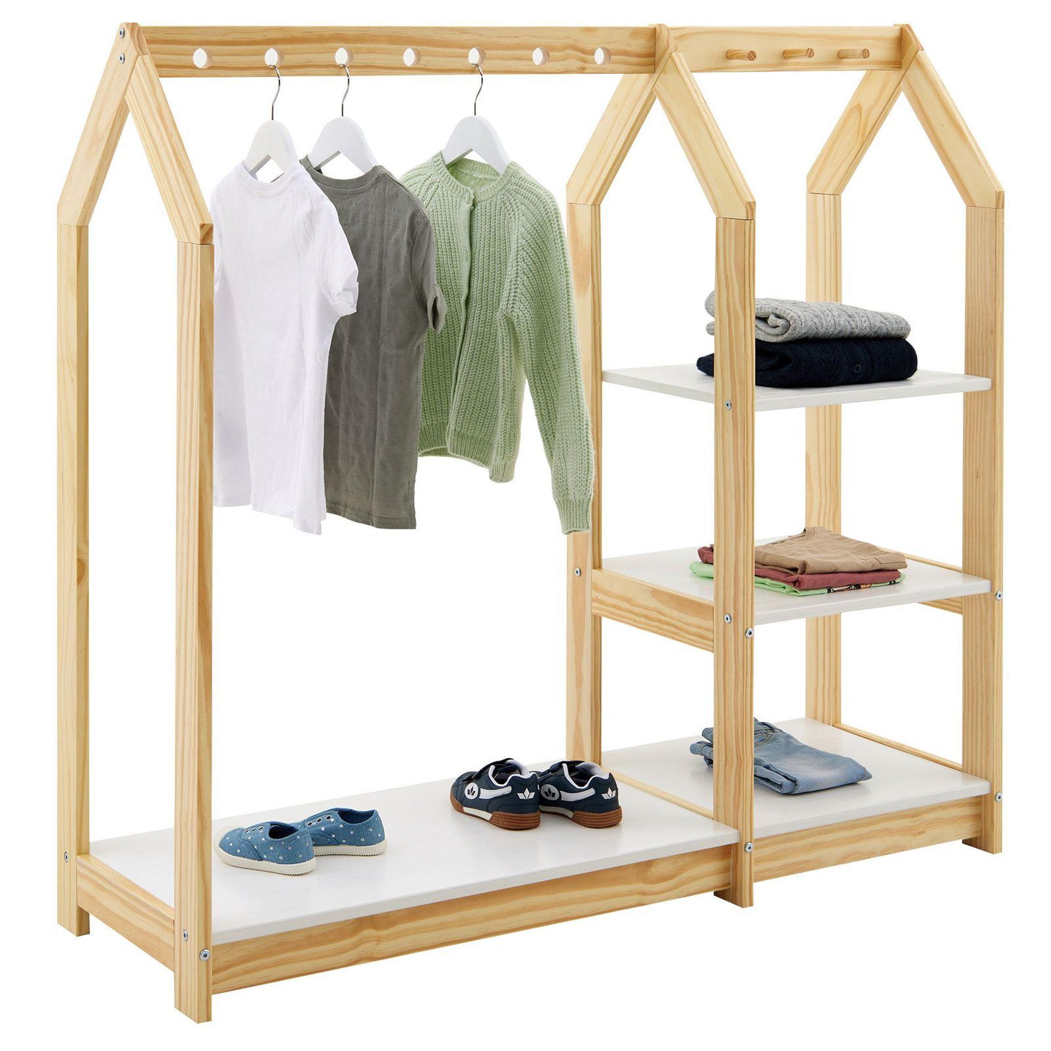 IDIMEX Penderie enfant sally en pin massif. Coloris disponibles : Bicolore, Marron, Blanc