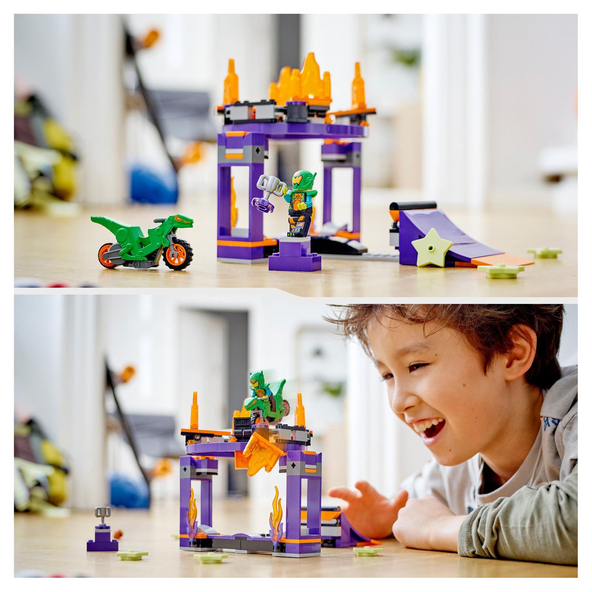 Voir la diapositive 8 : LEGO City 60359 - Le défi de cascade : le tremplin, Jouet 2-en-1 avec Moto Dinosaure et Cascadeur, Cadeau Anniversaire Enfants