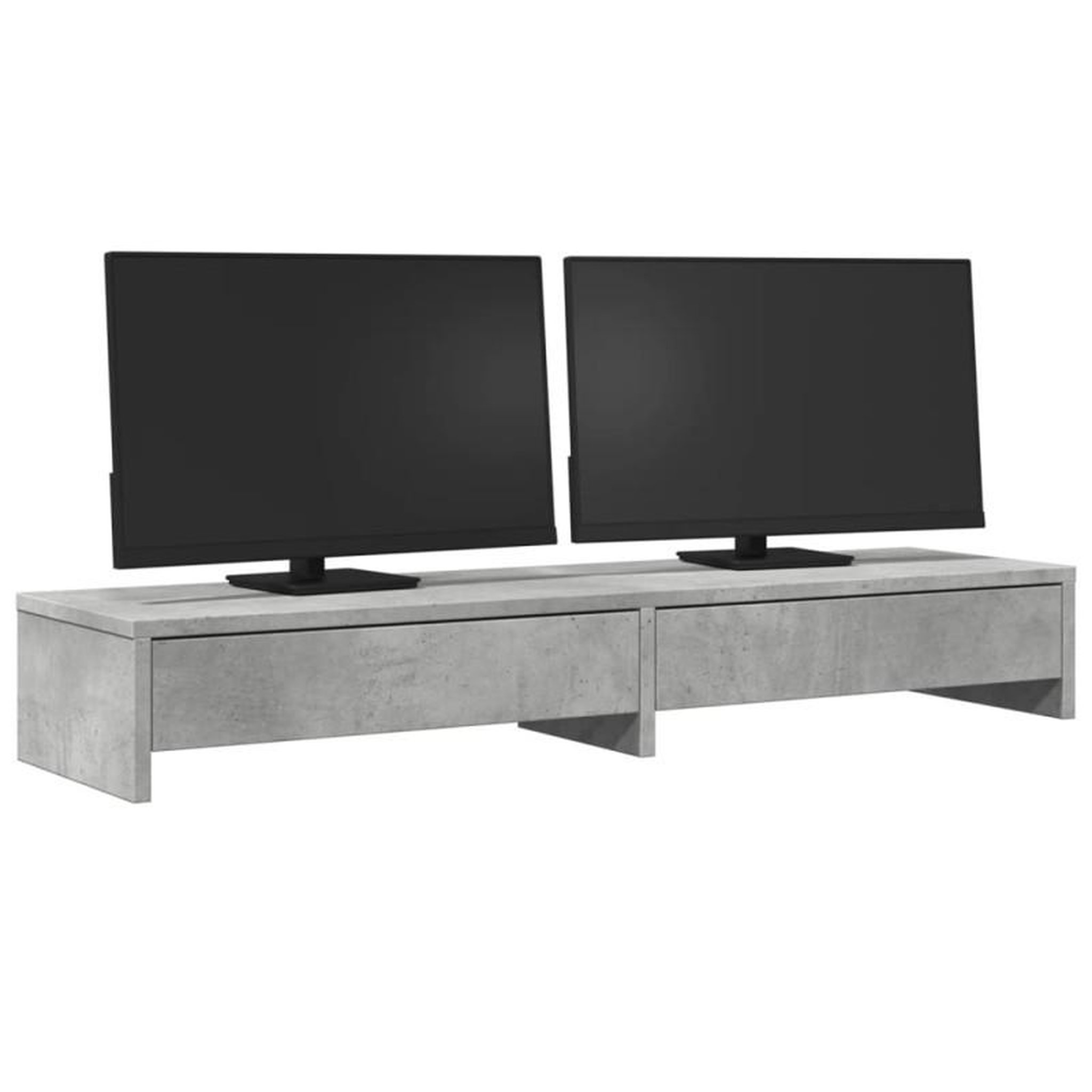 Voir la diapositive 3 : VIDAXL Support de moniteur avec tiroirs gris béton bois d ingénierie